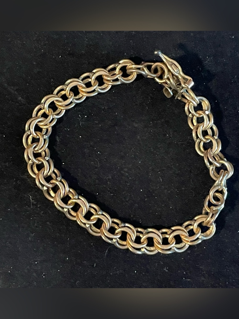 Vintage GF Gold Filled Charm Bracelet. 1/20 12kg. Double Chain Link. 6.5 Inches
